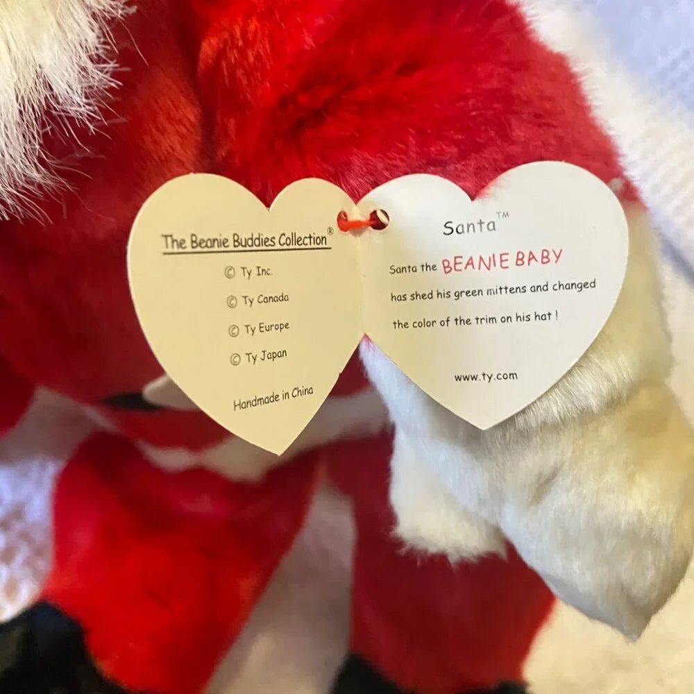 Ty‎ Beanie Buddies Santa Beanie Baby Christmas Plush Toy Red & White 14” w/ Tag